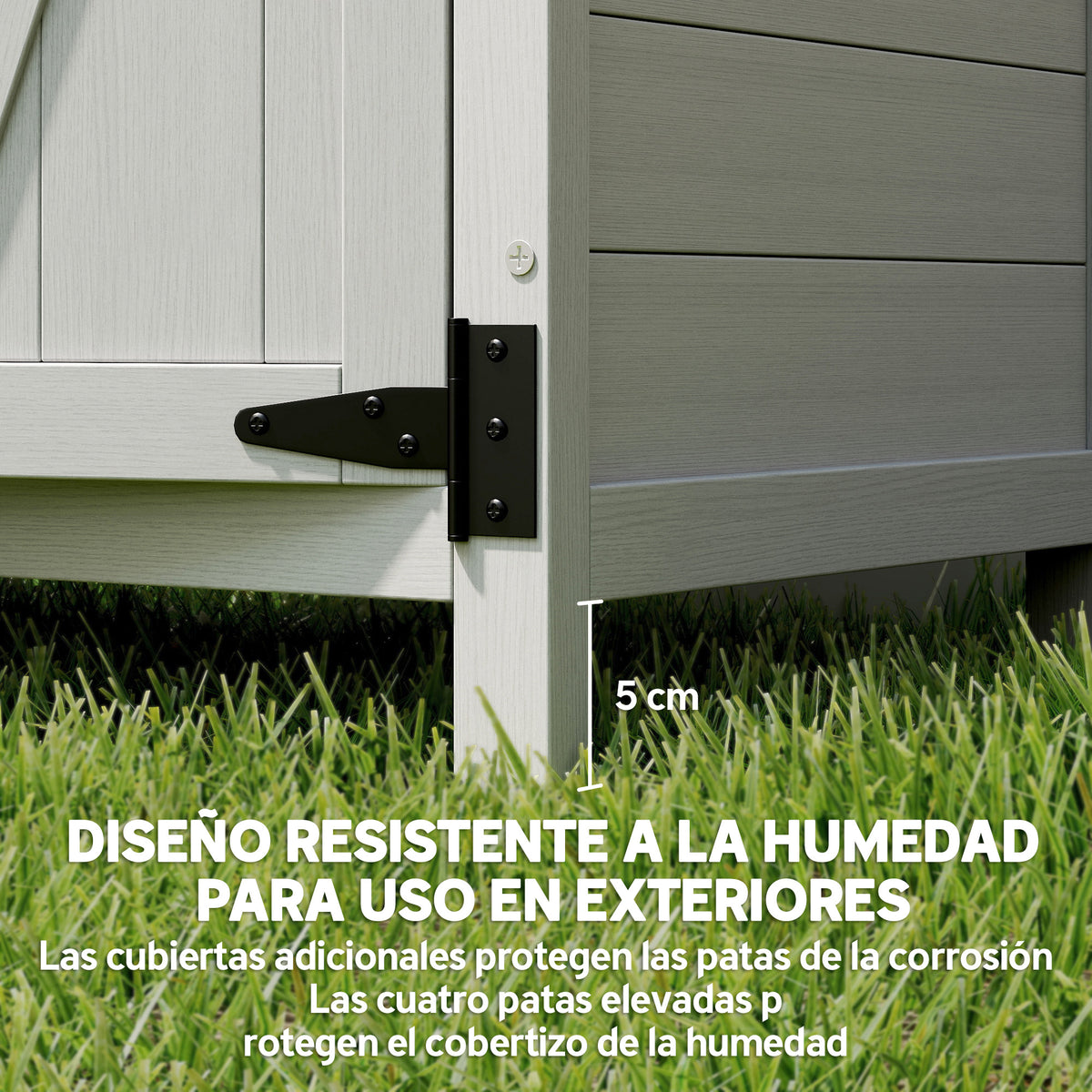 Armario De Jardín Outsunny Madera De Abeto Gris 75x40x90 Cm_5