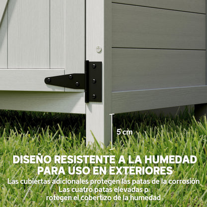 Armario De Jardín Outsunny Madera De Abeto Gris 75x40x90 Cm_5