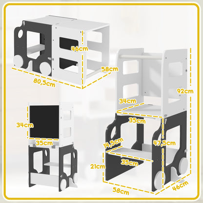 Torre De Aprendizaje Aiyaplay Mdf, Madera De Pino Blanco Y Gris 58x46x92 Cm_2