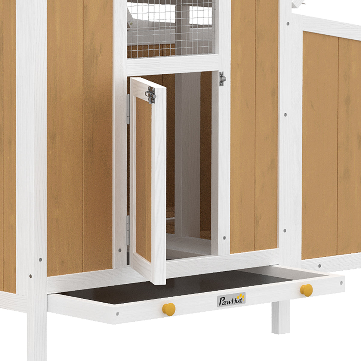 Gallinero Pawhut Madera De Pino, Pet Amarillo 145x90x92 Cm_5