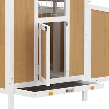 Gallinero Pawhut Madera De Pino, Pet Amarillo 145x90x92 Cm_5
