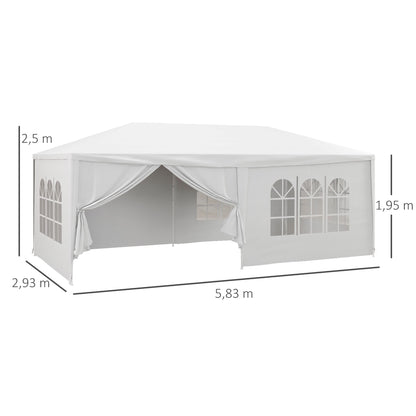 Carpa De Jardín Outsunny Metal, Pe Blanco 583x293x250 Cm_2