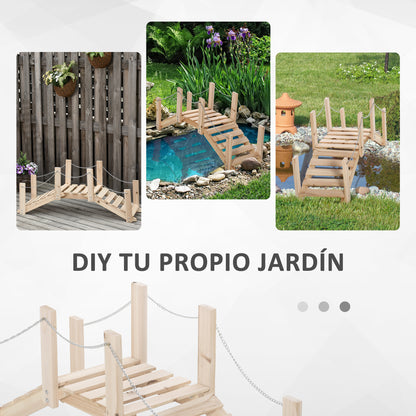 Puente De Jardín Outsunny Madera De Abeto Madera Natural 100x32x48 Cm_5