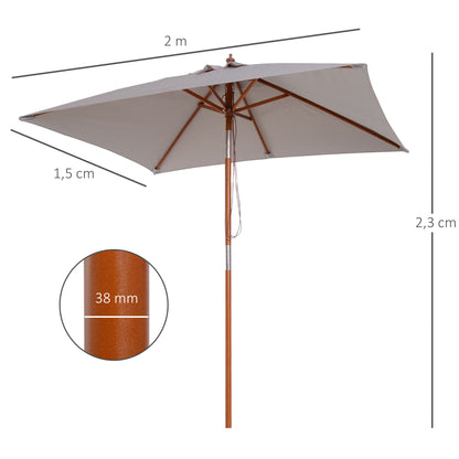Sombrilla De Jardín Inclinable De Madera Outsunny 200x150x230 Cm Gris_2