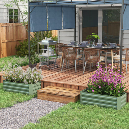 Jardineras Exterior Grandes Outsunny Acero Galvanizado Verde 100x50x30 Cm_1