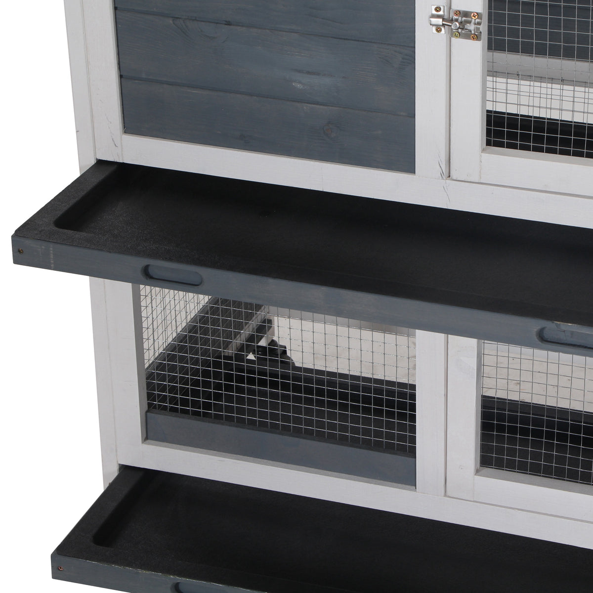 Conejera De Madera Con Ruedas De 2 Niveles Pawhut 147x45,5x88,5cm Gris_3