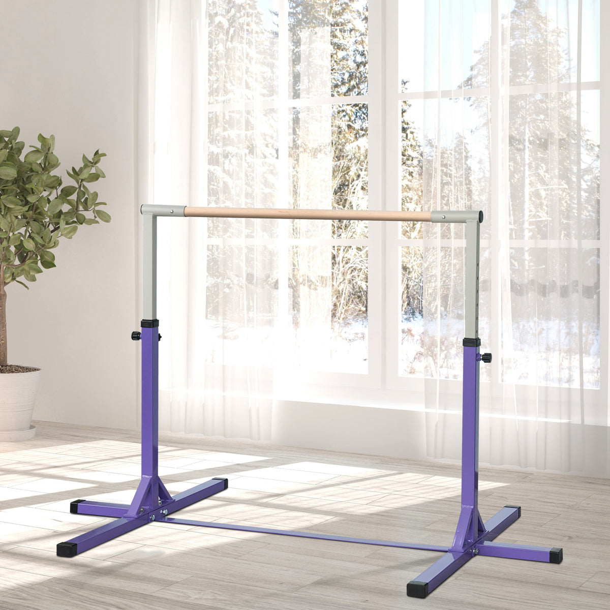 Barra De Gimnasia Homcom Acero Púrpura 194x121x150 Cm_1