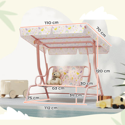 Columpio Jardín Infantil Aiyaplay Acero, Poliéster Rosa 112x75x120 Cm_2