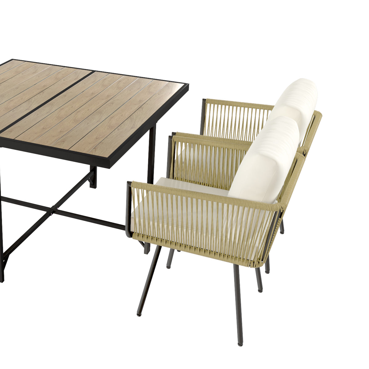 Conjunto De Jardín Outsunny Ratán Pe, Metal Beige 110x110x74 Cm_4