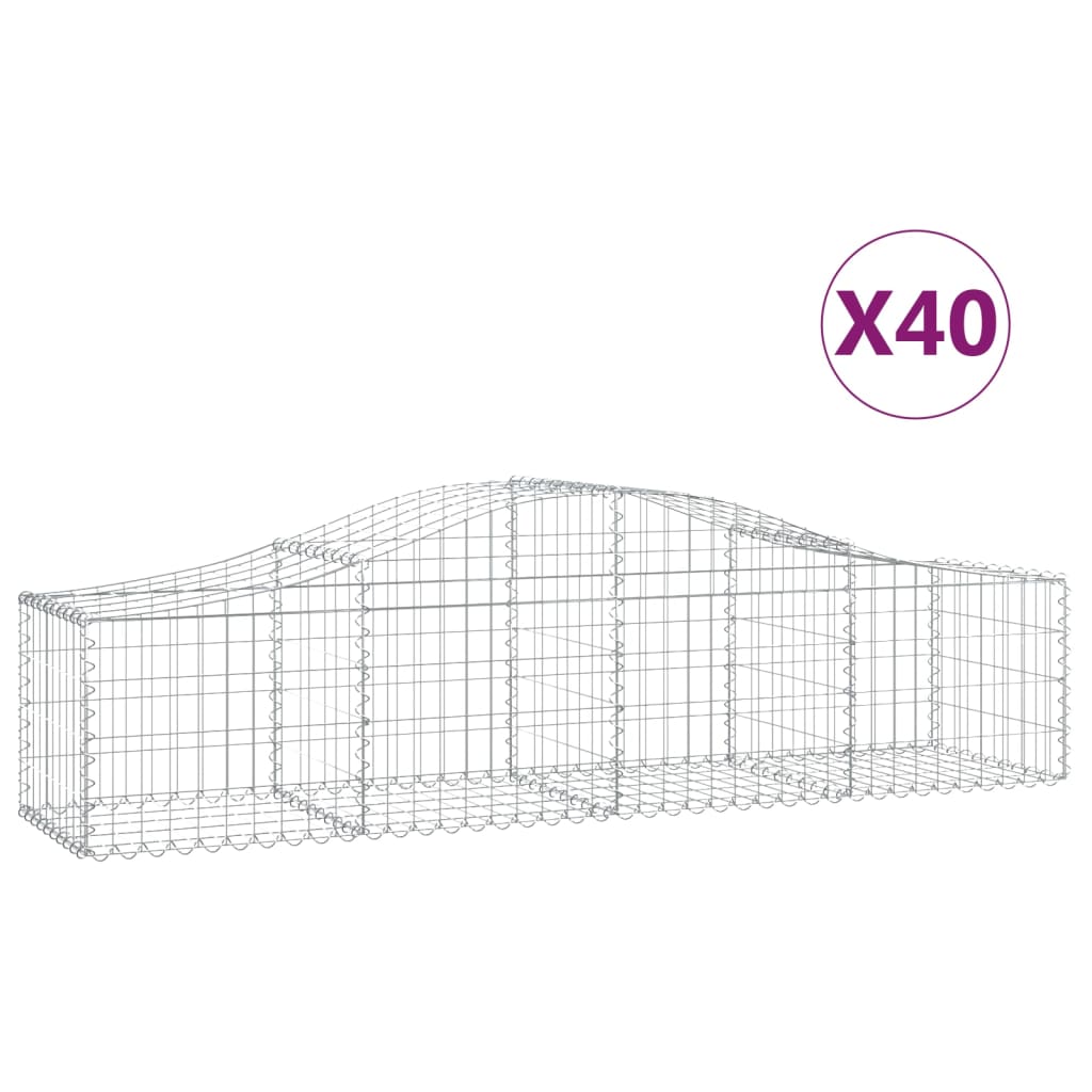 Cestas De Gaviones 40 Uds Forma De Arco Hierro 200x50x40/60 Cm_0