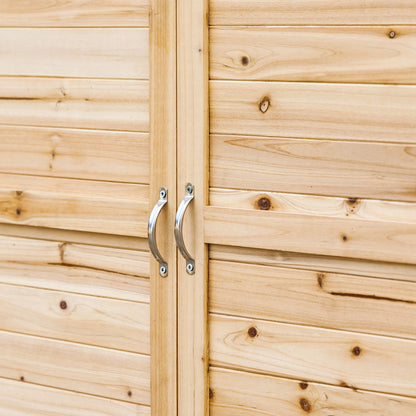 Armario De Almacenaje Outsunny Madera De Abeto Madera Natural 83x40x92 Cm_4