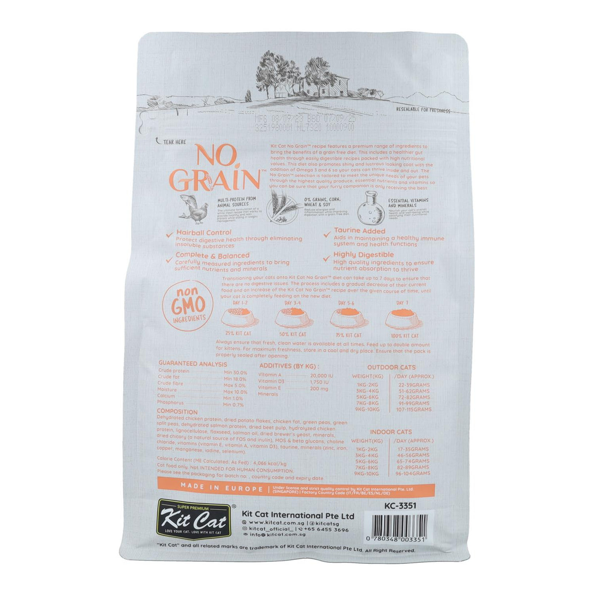 Kit Cat No Grain Cat Food - Pollo & Salmón 1 Kg Pienso natural para gatos