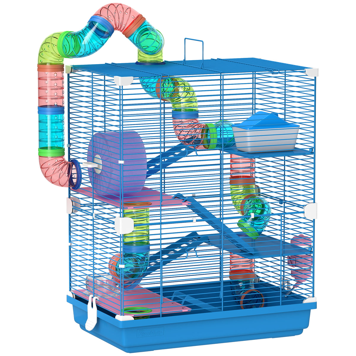 Jaula Para Hámster Pawhut Metal, Pp Azul 46x30x58 Cm D51-214v00bu_0