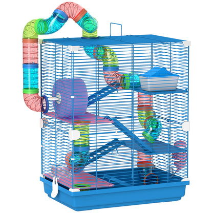 Jaula Para Hámster Pawhut Metal, Pp Azul 46x30x58 Cm D51-214v00bu_0