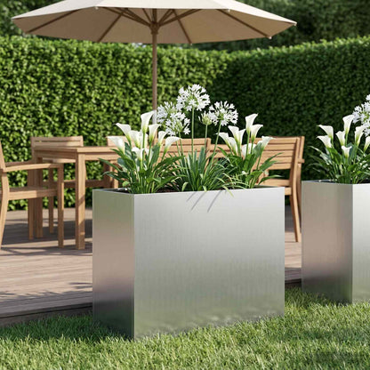 Macetero De Jardín Plateado 60 X 30 X 50 Cm Acero Galvanizado_1