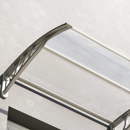 Marquesina Exterior Outsunny Policarbonato Transparente 100x75x23 Cm_3