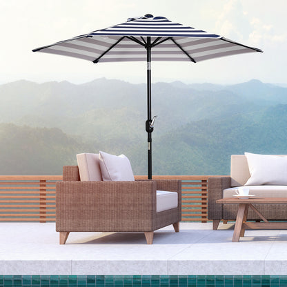 Sombrilla Terraza Outsunny Metal, Poliéster Azul Y Blanco 230x230x216 Cm_1