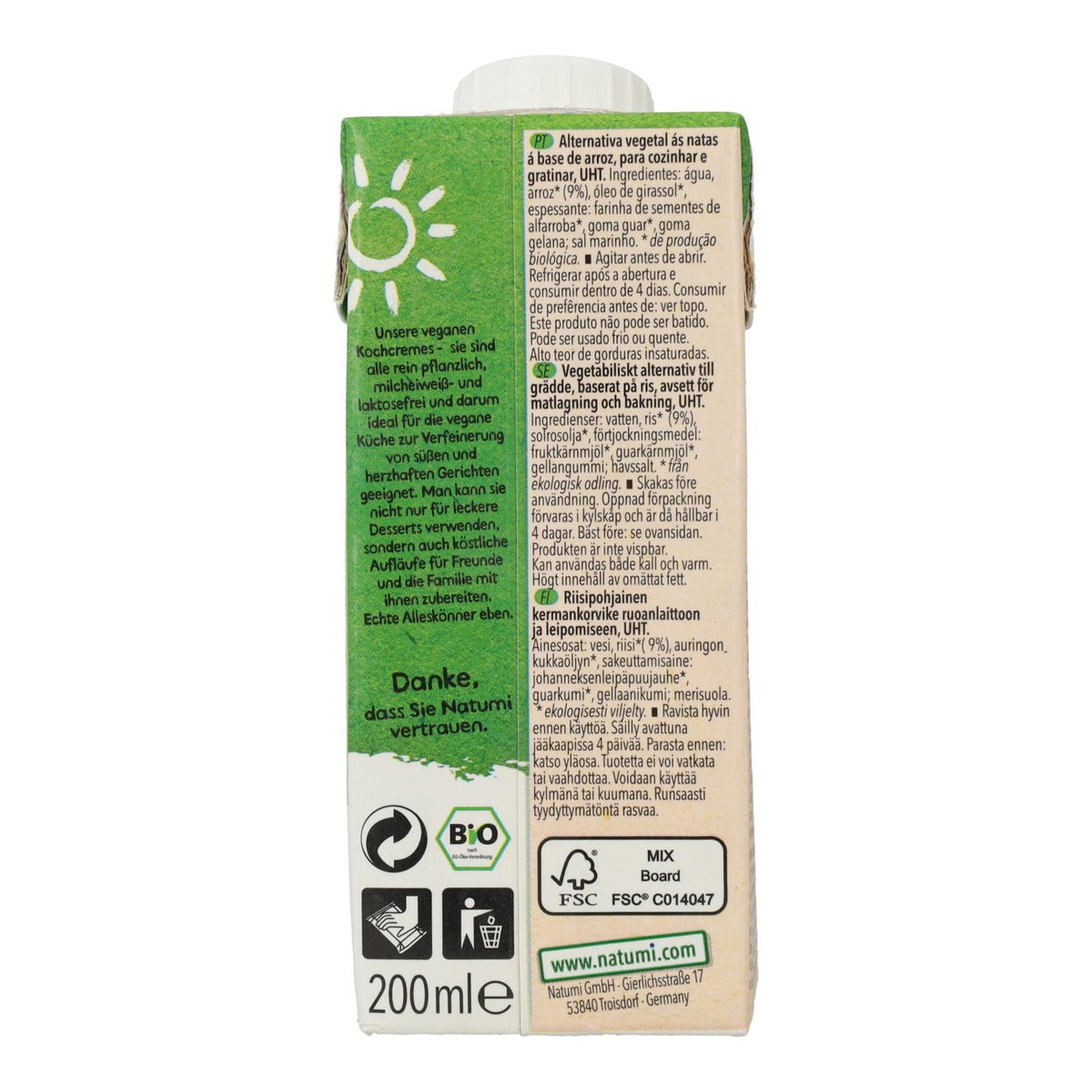 Salsa Vegana para cocinar de Arroz Liquida Bio Natumi, 200 ml