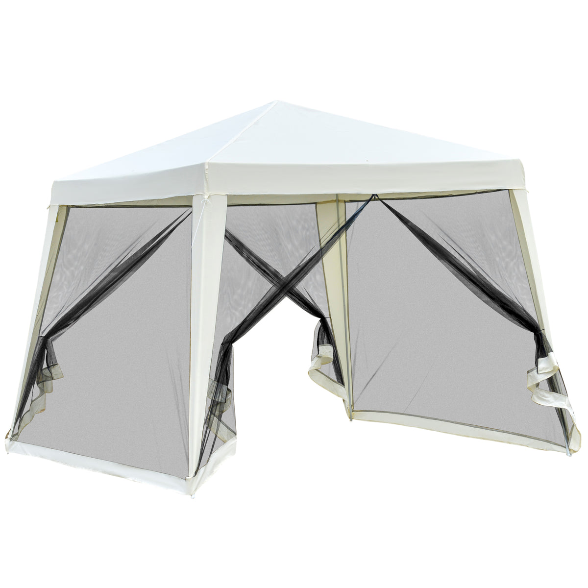 Carpa De Jardín Con 4 Partes Laterales Outsunny 3x3x2,45 M Crema_0
