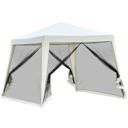Carpa De Jardín Con 4 Partes Laterales Outsunny 3x3x2,45 M Crema_0