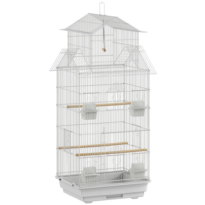 Jaula Para Pájaros Pawhut Acero, Pp Blanco 50.5x41x104 Cm_0