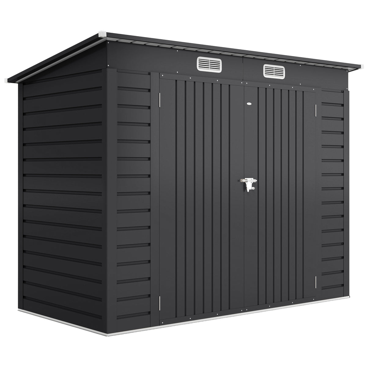 Caseta De Jardín Outsunny Acero Galvanizado Gris 249x121x183 Cm_0