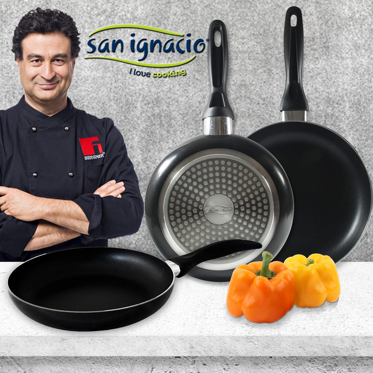 Set 3pc Sartenes (16,20,24cm) Aluminio Prensado Alu, Apto Para Inducción Navy Black_2