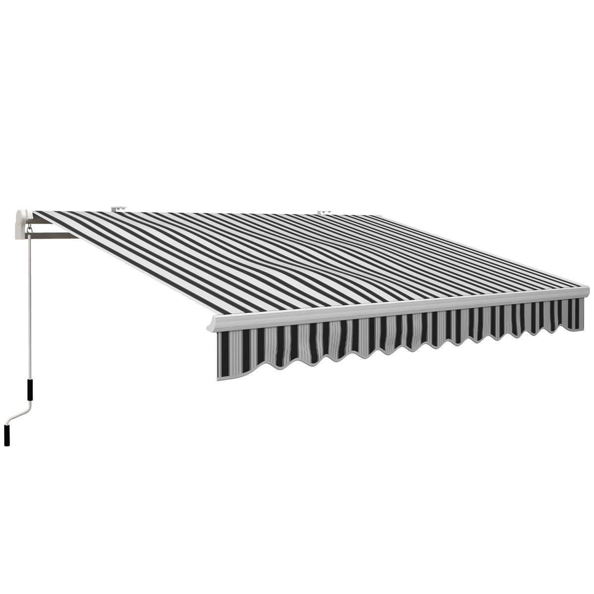Toldo Manual Retráctil Outsunny Aluminio, Poliéster Azul Y Blanco 395x245x151.5 Cm_0