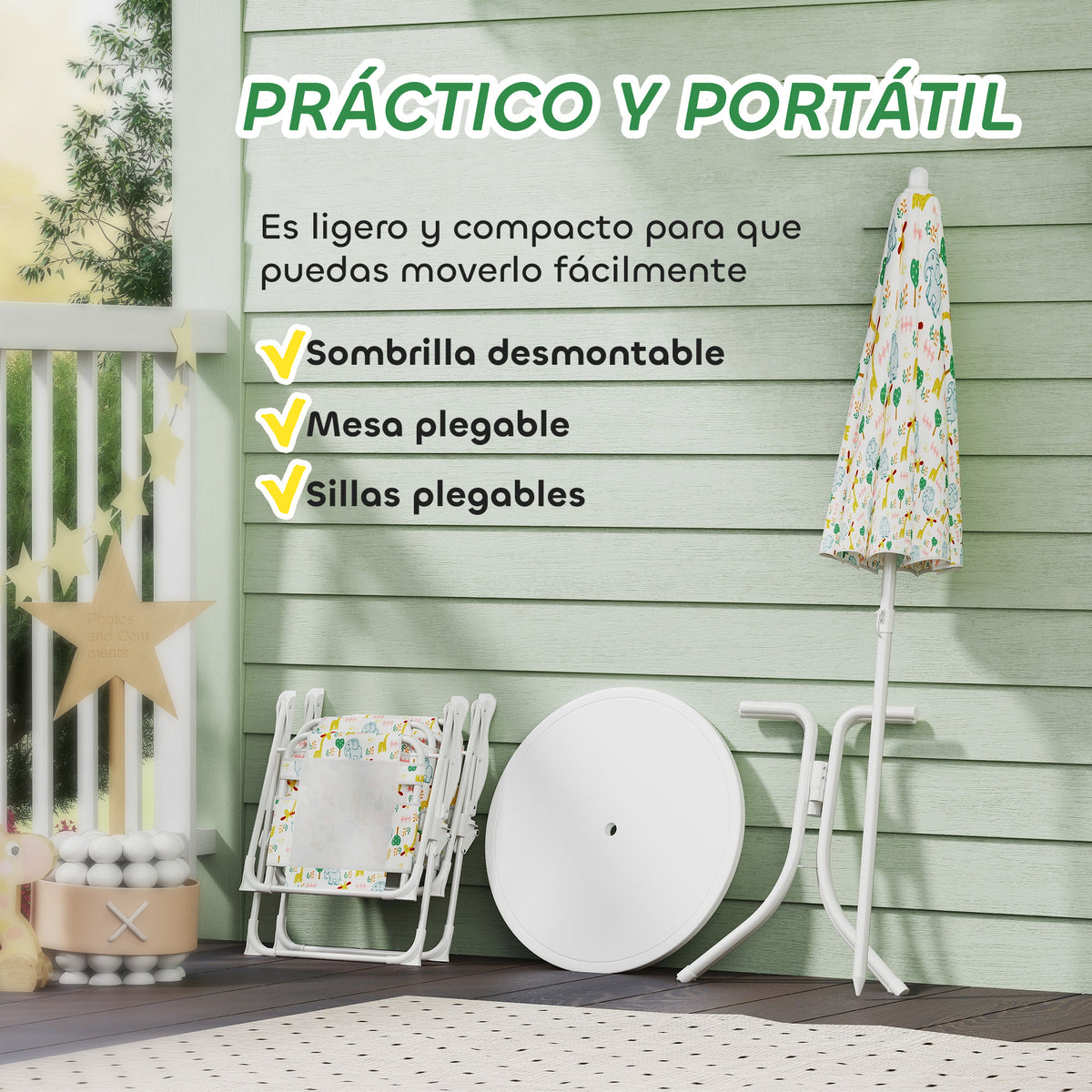 Conjunto Infantil Jardín Aiyaplay Acero, Poliéster Blanco 49.5x49.5x50 Cm_5