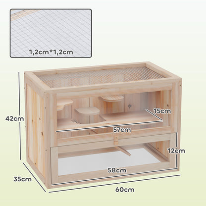 Jaula Madera Para Hámster Pawhut Natural 60x35x42 Cm_2