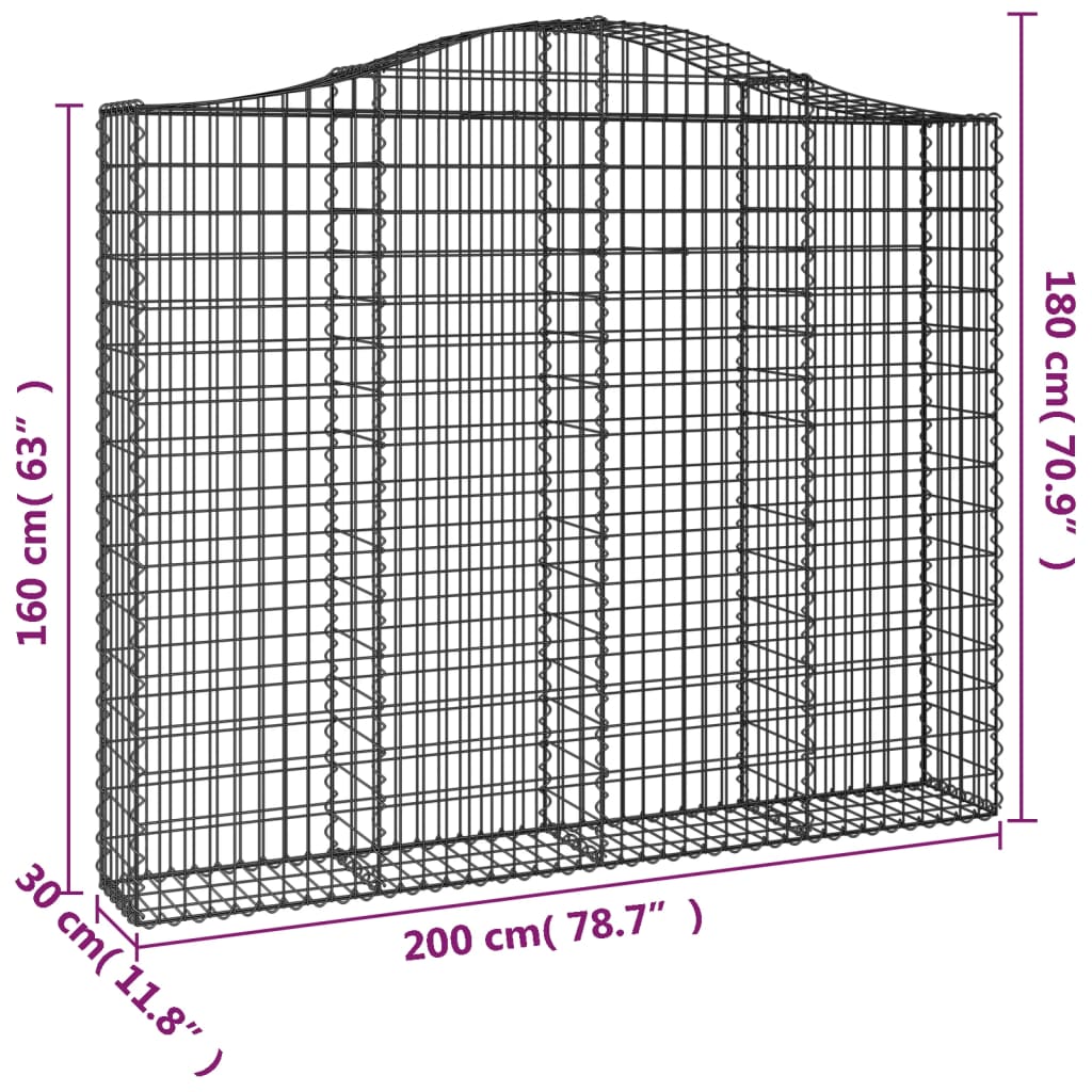 Cestas Gaviones 4 Uds Forma De Arco Hierro 200x30x160/180 Cm_5