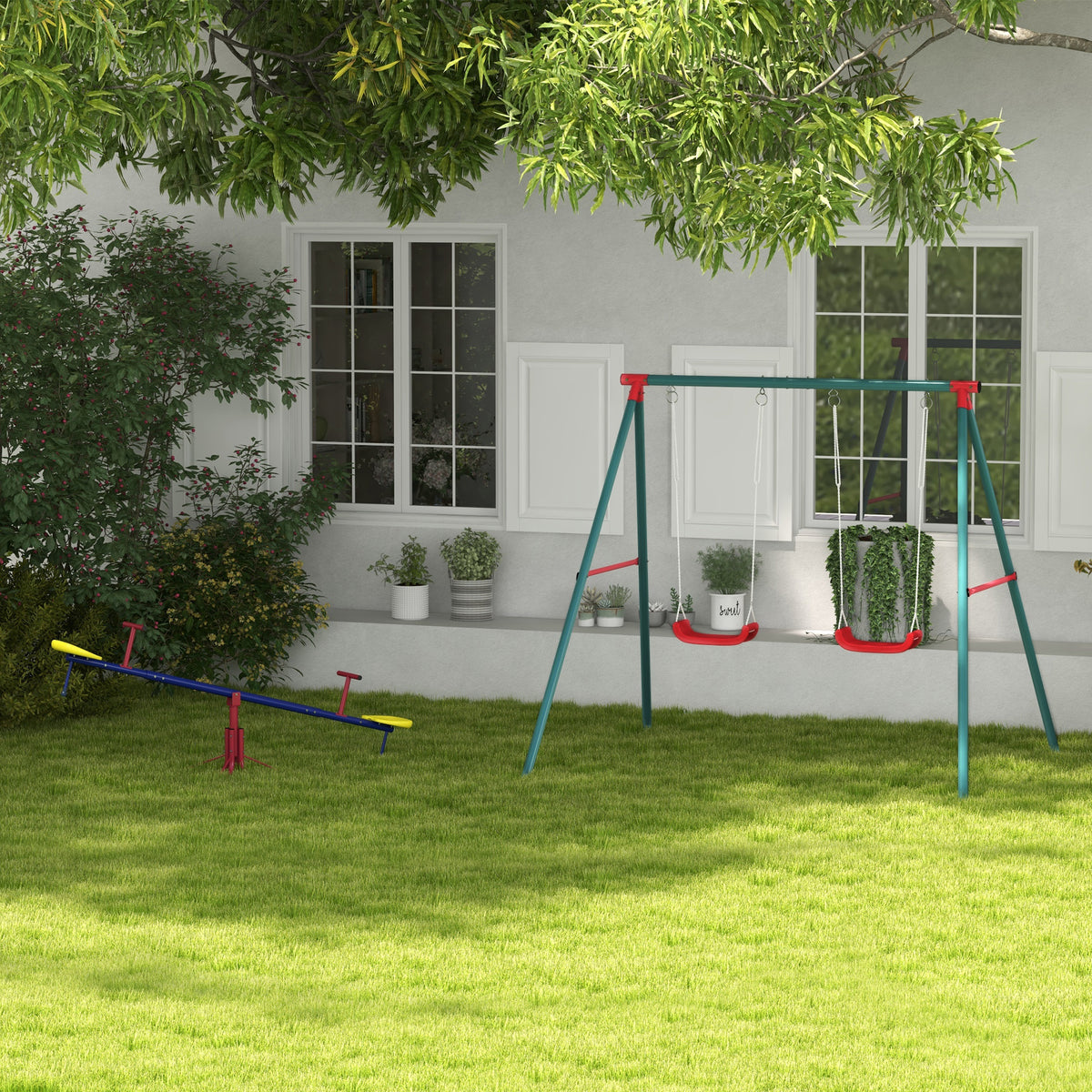 Conjunto Para Niños Outsunny Metal Multicolor 239x156x180 Cm_1