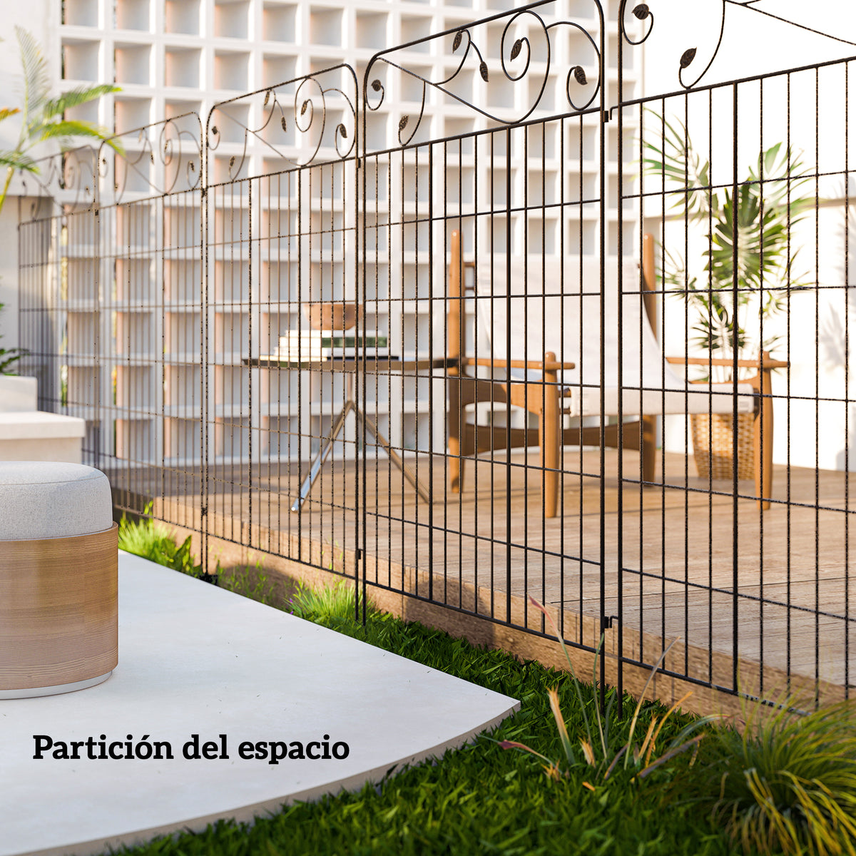 Vallas De Jardín Outsunny Metal Negro 352x0.8x110 Cm_5