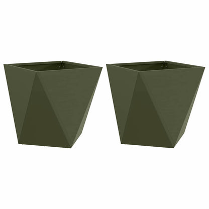 Jardinera 2 Uds. Verde Oliva 50 X 50 X 50 Cm Acero_0