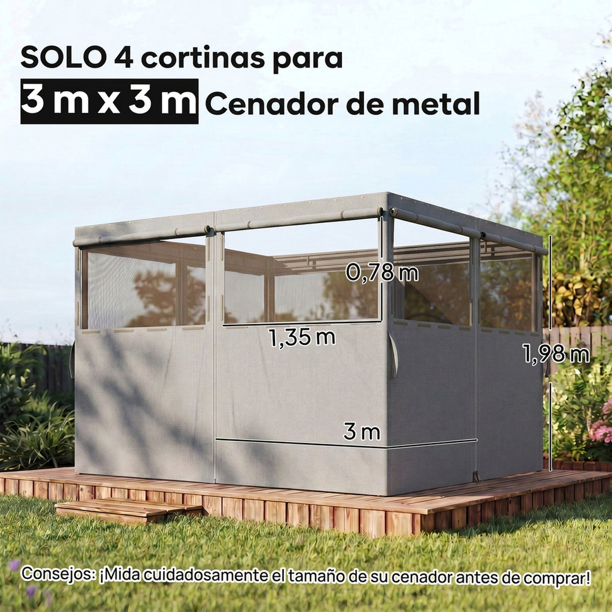 Laterales Para Carpa Outsunny Poliéster Gris Claro 300x198 Cm_2