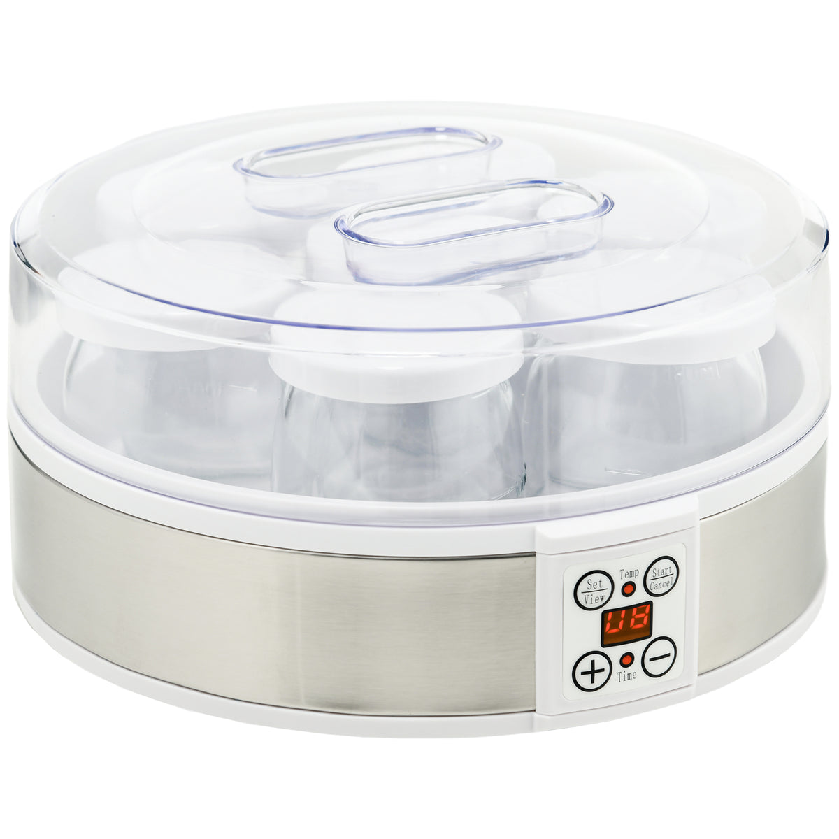 Yogurtera Homcom As, Pp, Acero Inoxidable, Vidrio Blanco 24x24x13 Cm_0