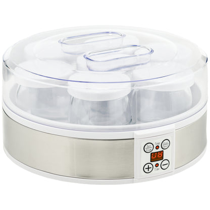 Yogurtera Homcom As, Pp, Acero Inoxidable, Vidrio Blanco 24x24x13 Cm_0
