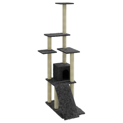 Rascador Para Gatos Con Postes De Sisal Gris Oscuro 155 Cm_0