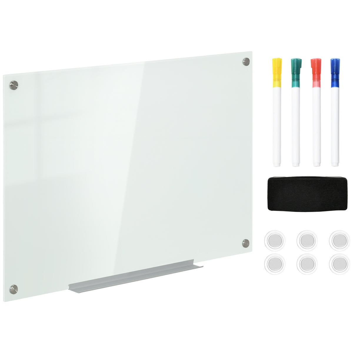Pizarra De Vidrio Vinsetto Blanco 90x60x0,45 Cm_0