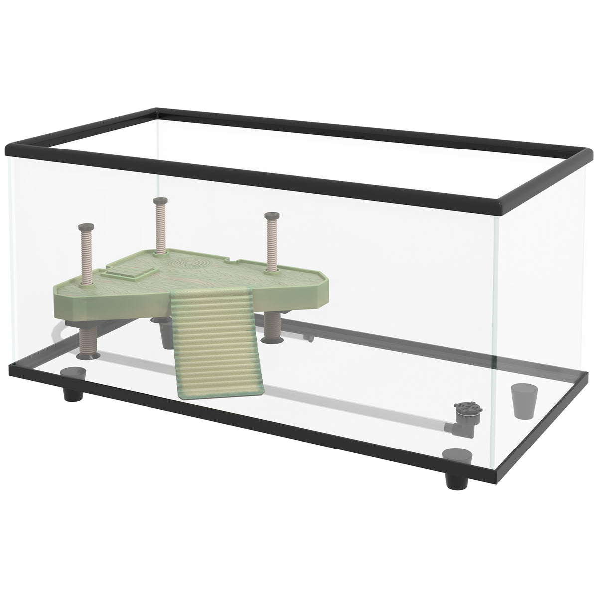 Acuario Para Tortugas Pawhut Vidrio Templado, Pp Transparente 60x30x32 Cm_0