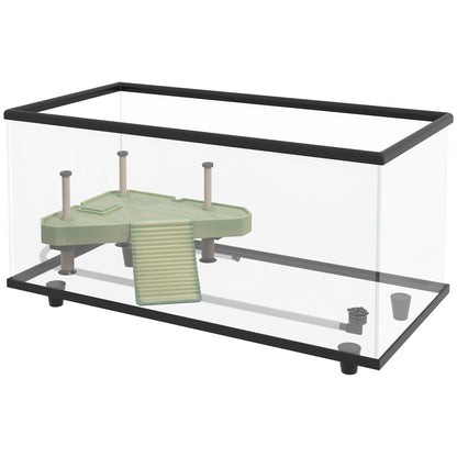 Acuario Para Tortugas Pawhut Vidrio Templado, Pp Transparente 60x30x32 Cm_0