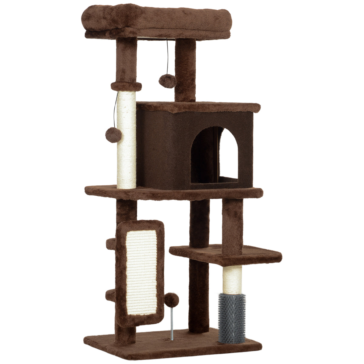 Pawhut Árbol Rascador Para Gatos Altura 104cm Con Almohadilla Para Rascar Marrón_1