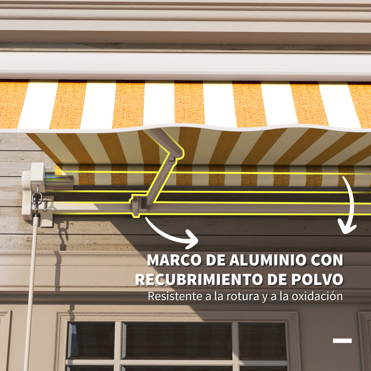 Toldo Manual Retráctil Outsunny Poliéster, Aluminio Naranja 295x245x151.5 Cm_5