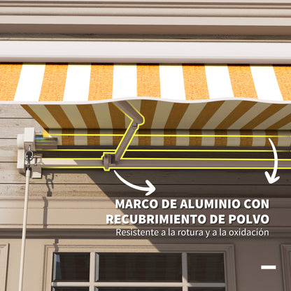 Toldo Manual Retráctil Outsunny Poliéster, Aluminio Naranja 295x245x151.5 Cm_5