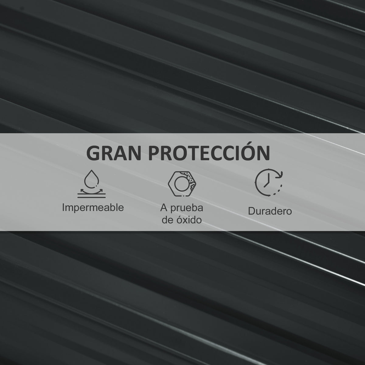 Paneles Acero Galvanizado Outsunny Acero Galvanizado Gris Oscuro 129x45 Cm_5