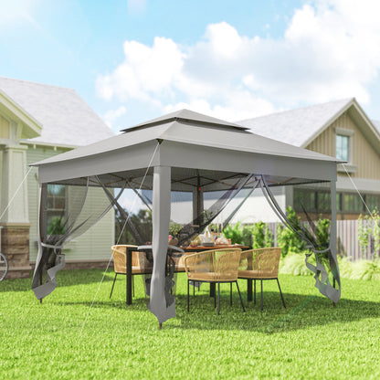 Carpa Plegable Outsunny Metal, Tela Oxford Gris Claro 325x325x270 Cm_1