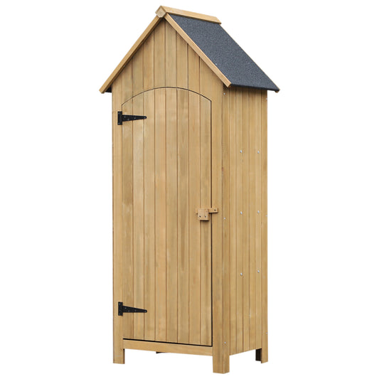 Armario De Jardín Outsunny Madera De Abeto Madera Natural 77.5x54.2x179.5 Cm 845-246nd_0