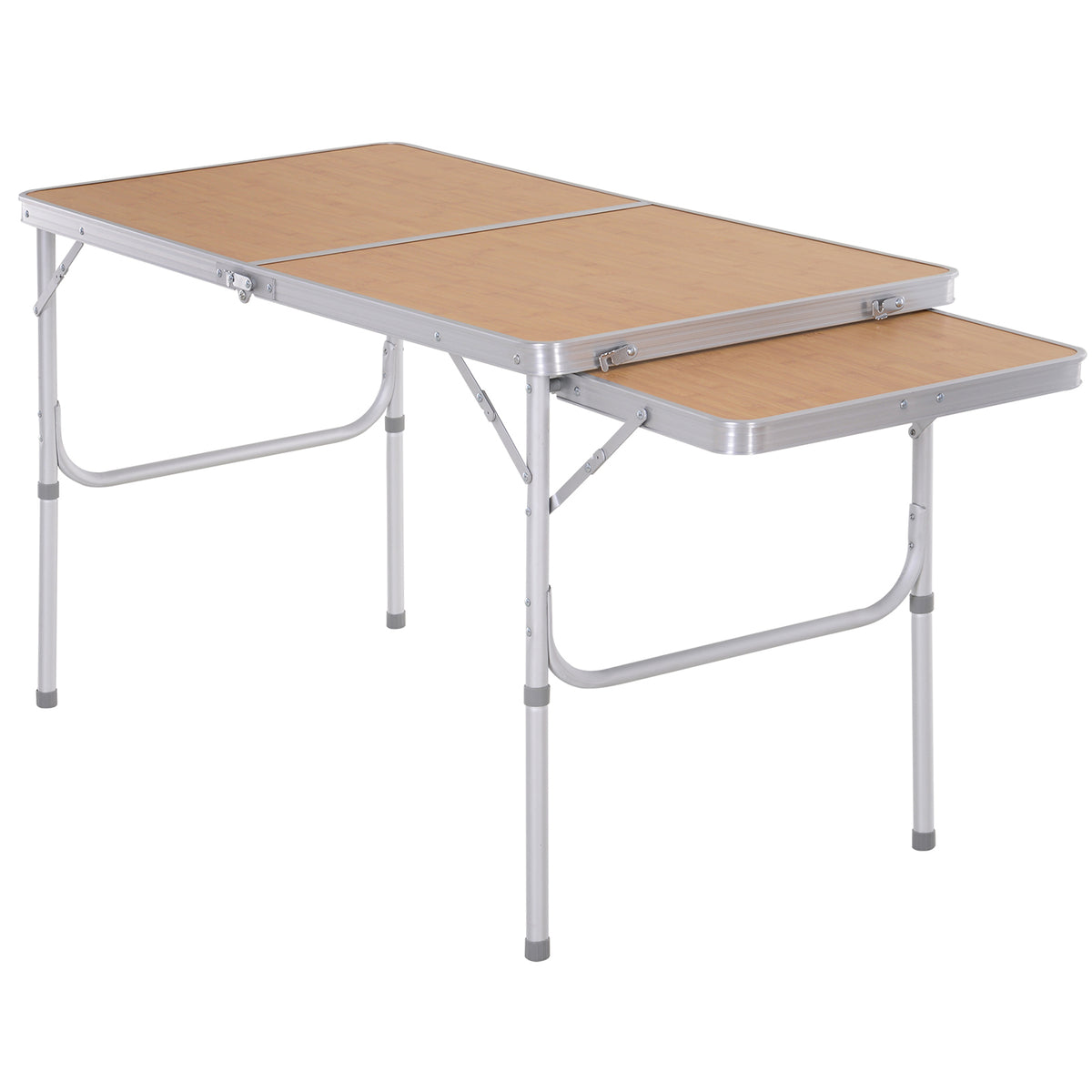 Mesa Plegable De Camping Outsunny Natural Bambú Color 153x60x70 Cm_0