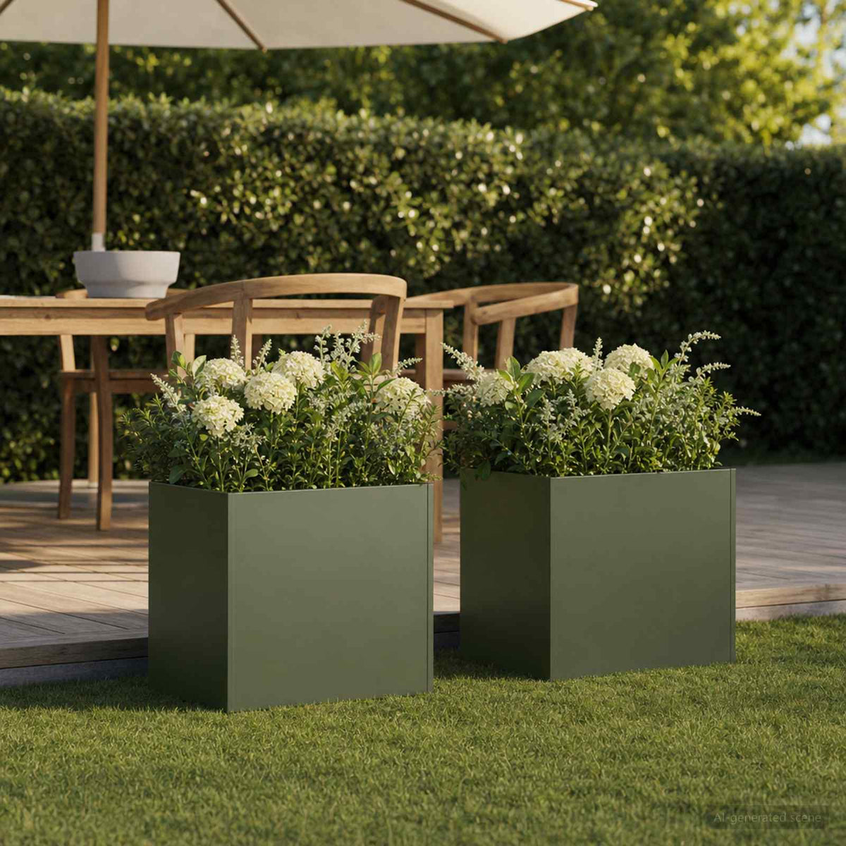 Macetero De Jardín 2 Uds. Verde Oliva 25 X 25 X 25 Cm_1