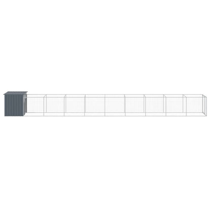 Caseta Perros Con Corral Acero Galvanizado Gris 110x1017x110 Cm_3